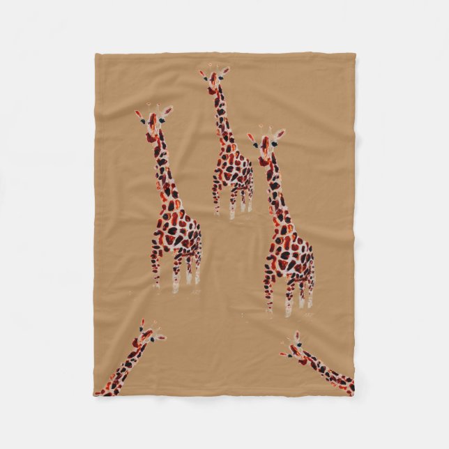 Giraffe Wildlife Art Funny Animal Fleecefilt (Framsidan)