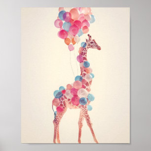 Giraffe with Balloons 🎈 Poster