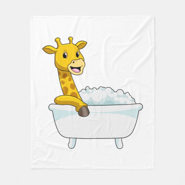 Giraffe with Bathtub with Foam Fleecefilt (Framsidan)