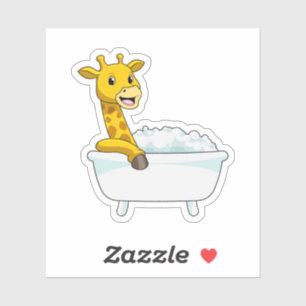 Giraffe with Bathtub with Foam Klistermärken