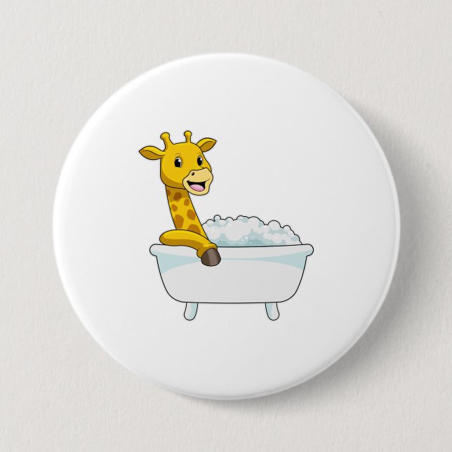 Giraffe with Bathtub with Foam Knapp (Framsida)