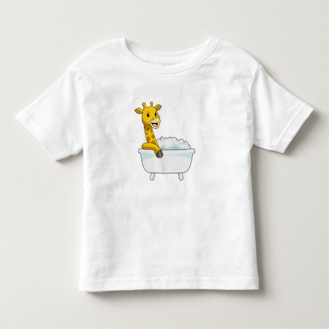 Giraffe with Bathtub with Foam T Shirt (Framsida)