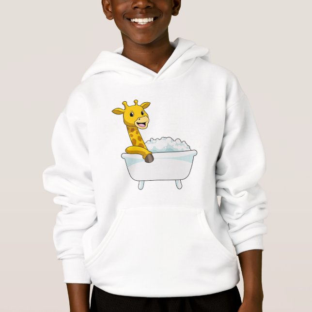 Giraffe with Bathtub with Foam T Shirt (Framsida)