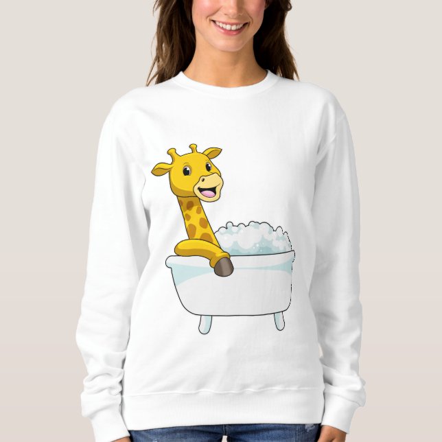 Giraffe with Bathtub with Foam T Shirt (Framsida)