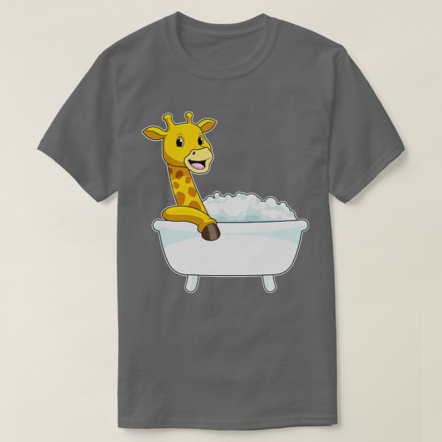 Giraffe with Bathtub with Foam T Shirt (Design framsida)