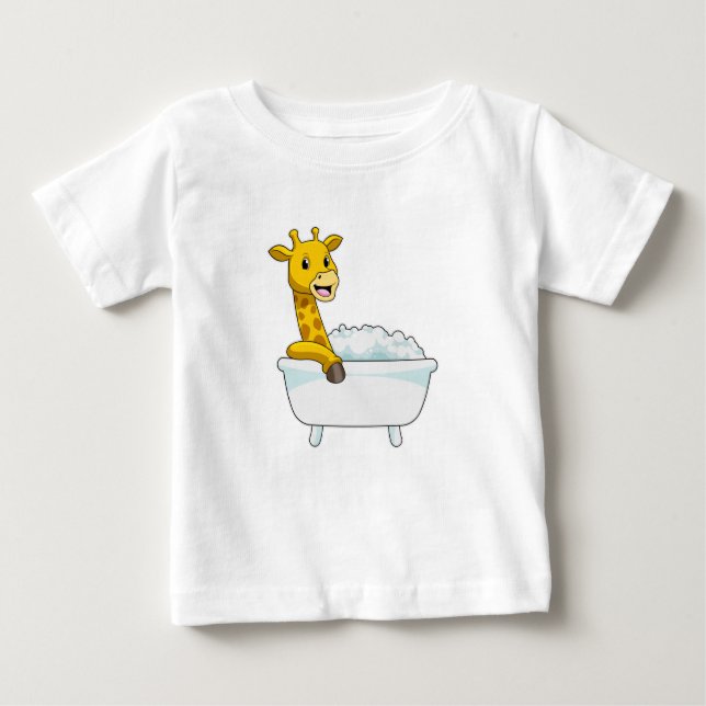 Giraffe with Bathtub with Foam T Shirt (Framsida)