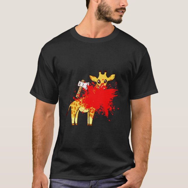 Giraffe With Blood The Anti Halloween Zombie Giraf T Shirt (Framsida)