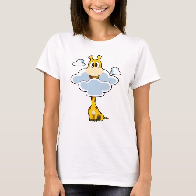 Giraffe with Clouds T Shirt (Framsida)