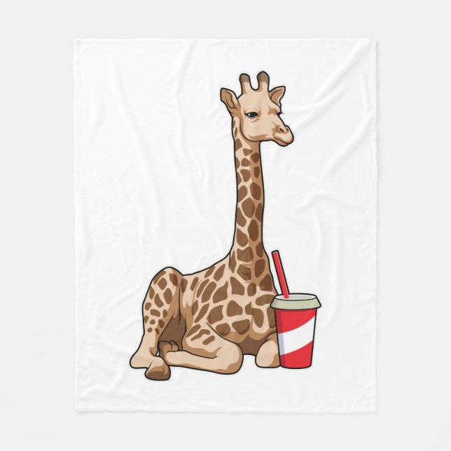 Giraffe with Drink Fleecefilt (Framsidan)
