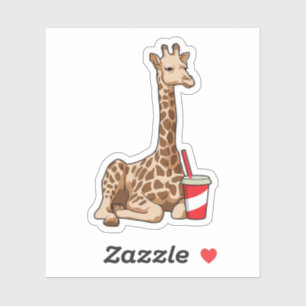Giraffe with Drink Klistermärken
