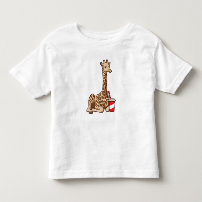 Giraffe with Drink T Shirt (Framsida)
