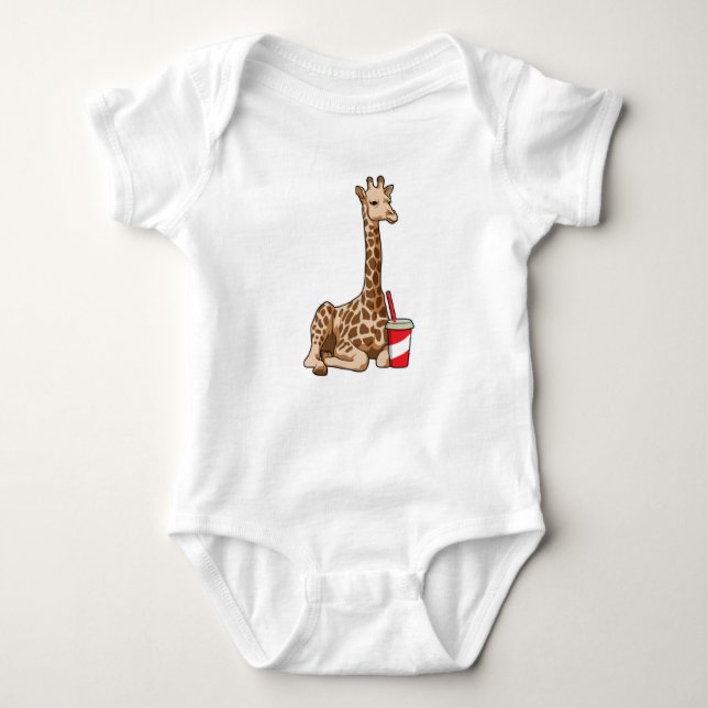 Giraffe with Drink T Shirt (Framsida)