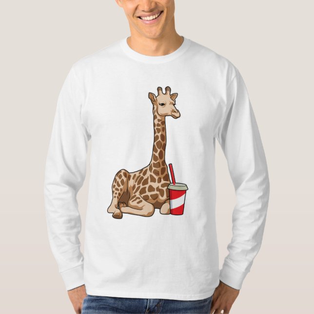 Giraffe with Drink T Shirt (Framsida)