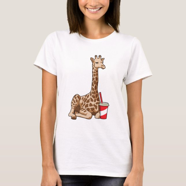 Giraffe with Drink T Shirt (Framsida)