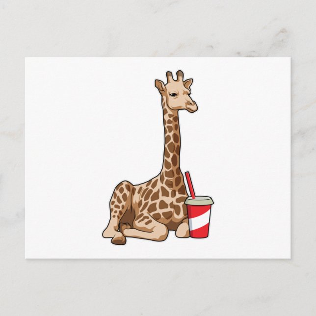 Giraffe with Drink Vykort (Framsida)