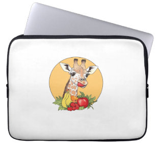 Giraffe with Fruit Illustration Roligt Vibes Laptop Fodral