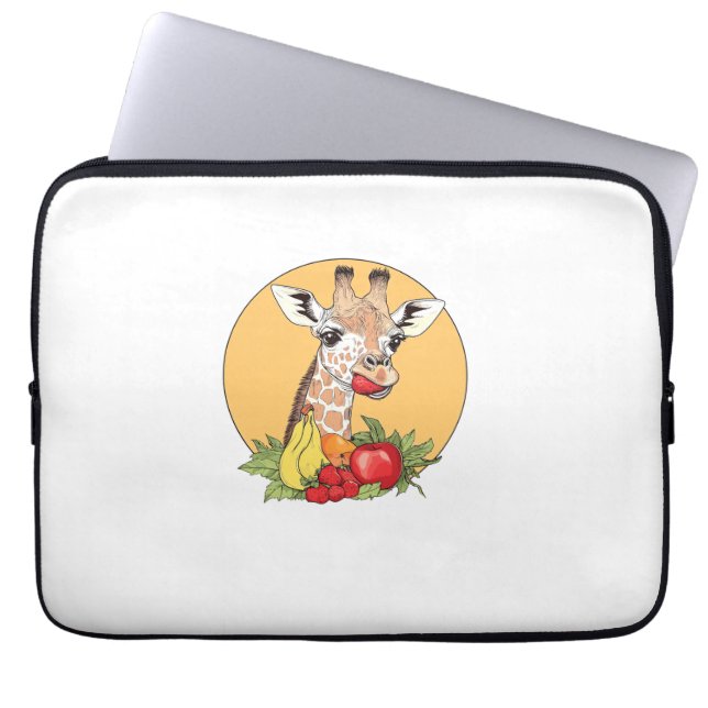 Giraffe with Fruit Illustration Roligt Vibes Laptop Fodral (Framsidan)