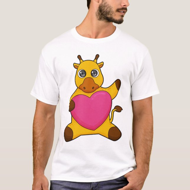 Giraffe with Heart T Shirt (Framsida)