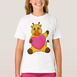 Giraffe with Heart T Shirt