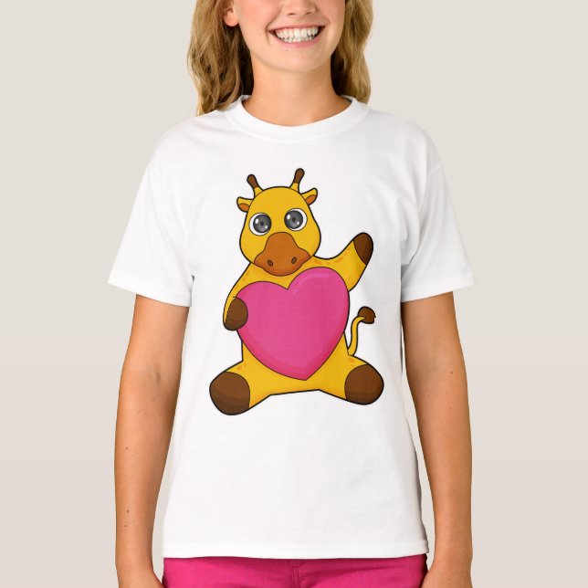 Giraffe with Heart T Shirt (Framsida)