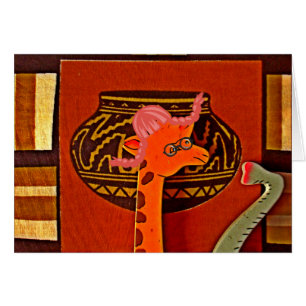 Giraffe with Muffin: A Cute African Design Hälsningskort