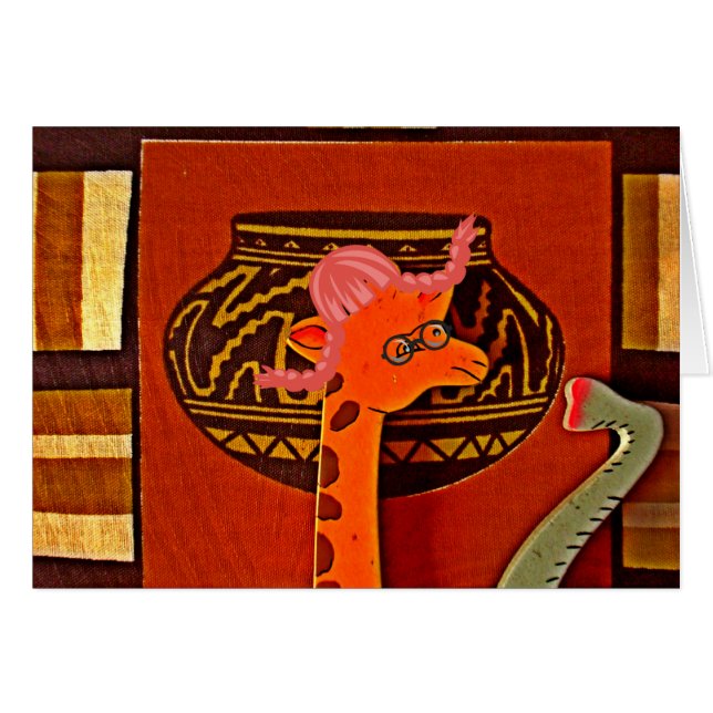 Giraffe with Muffin: A Cute African Design Hälsningskort (Framsidan Horizontal)