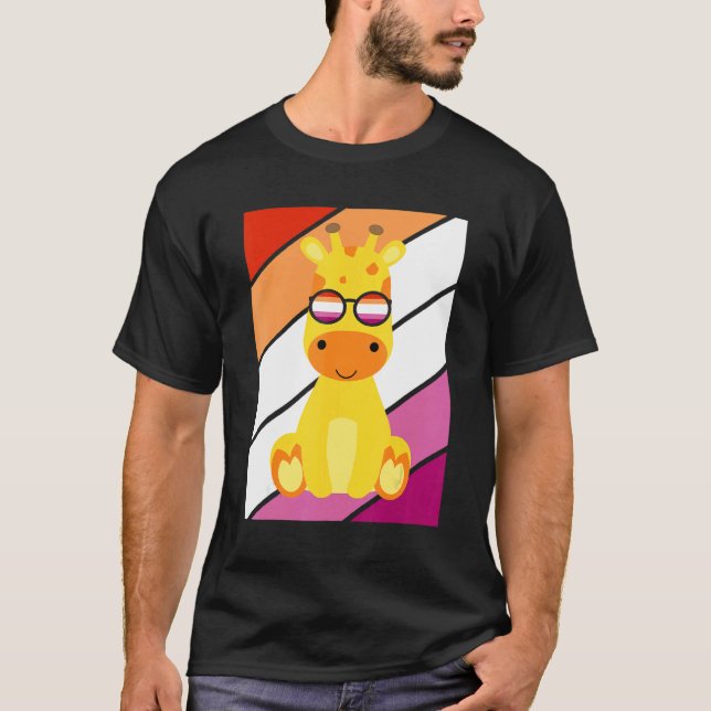 Giraffe With Pride Lesbian Flag LGBTQ Proud Ally P T Shirt (Framsida)
