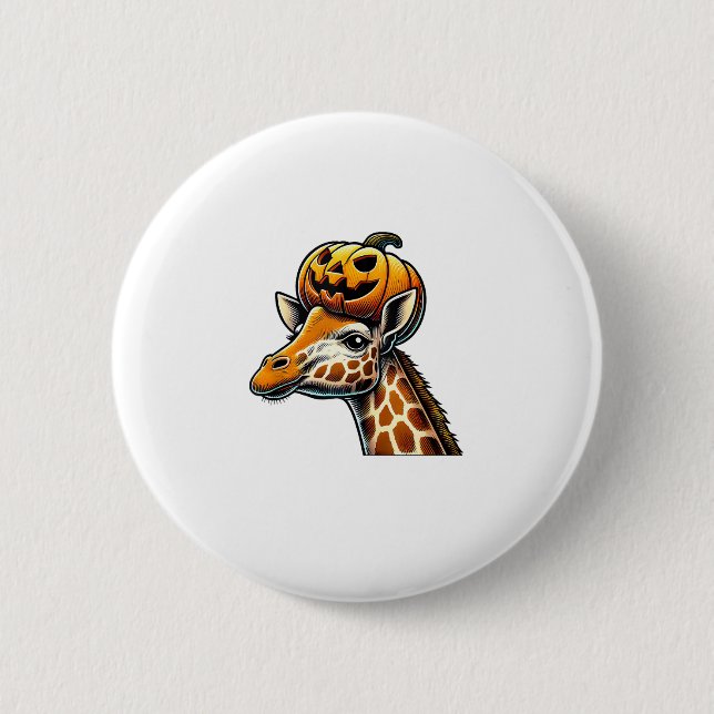 Giraffe with Pumpkin Hat Halloween Design Design Knapp (Framsida)