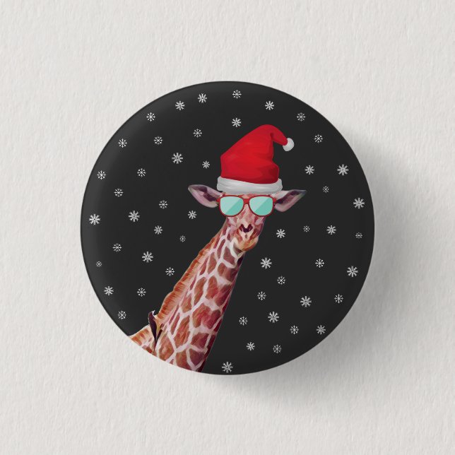 Giraffe with Santa Hat and Sunglass on Black Knapp (Framsida)