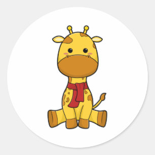 Giraffe with Scarf Runt Klistermärke