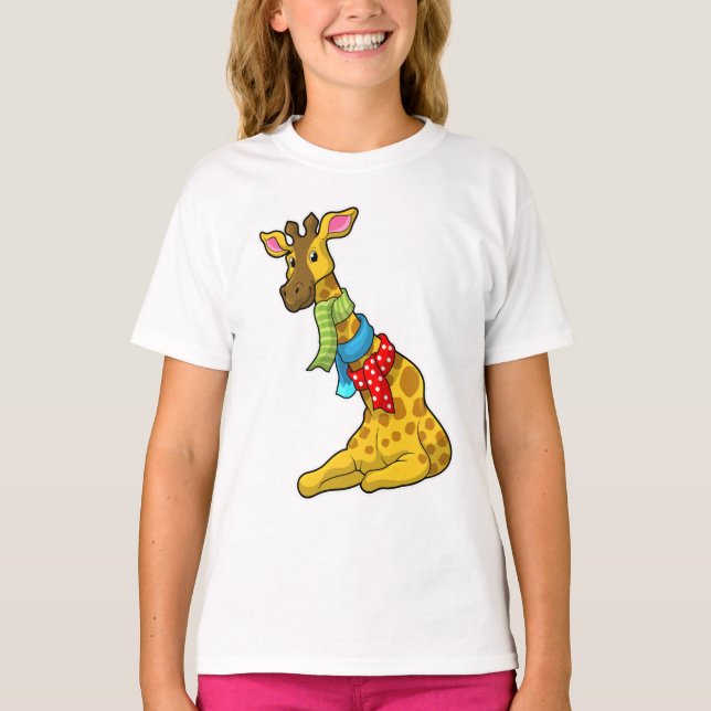 Giraffe with Scarf T Shirt (Framsida)