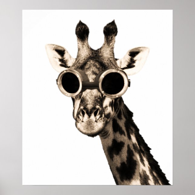 Giraffe with Steampunk Sunglass Goggles Poster (Framsidan)