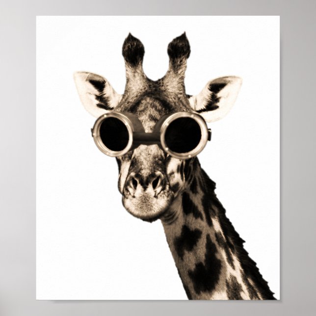 Giraffe with Steampunk Sunglass Goggles Poster (Framsidan)