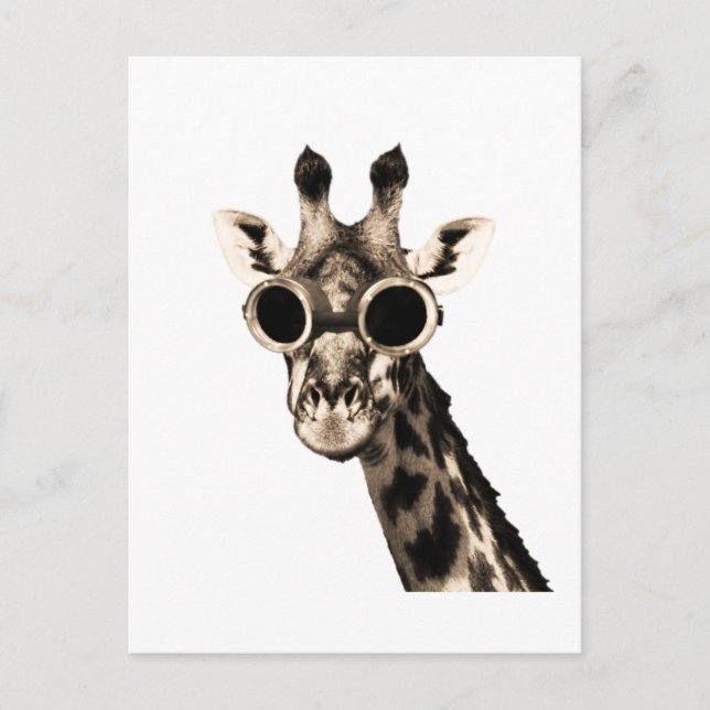 Giraffe with Steampunk Sunglass Goggles Vykort (Framsida)