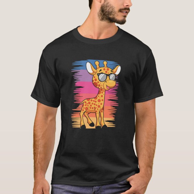 Giraffe with Sunglass Cute Animal för manar Women T Shirt (Framsida)