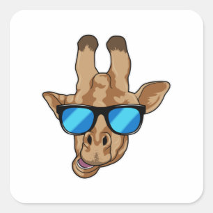 Giraffe with Sunglasses Fyrkantigt Klistermärke