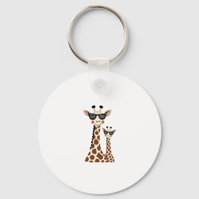 Giraffe with Sunglasses Jungle Safari Animal Giraf Nyckelring (Framsida)