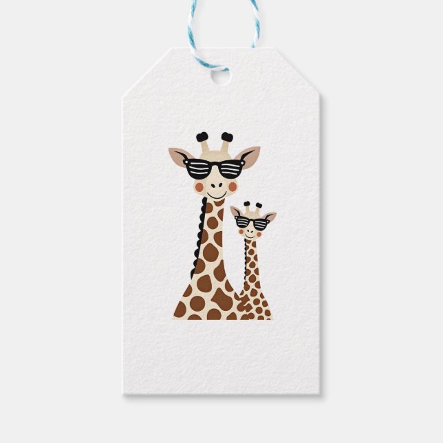 Giraffe with Sunglasses Jungle Safari Animal Giraf Presentetikett (Framsidan)