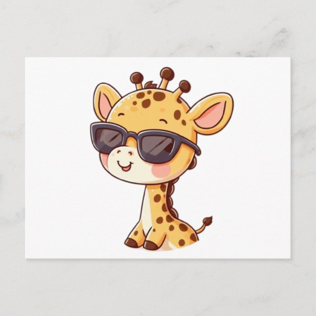 Giraffe with sunglasses vykort (Framsida)