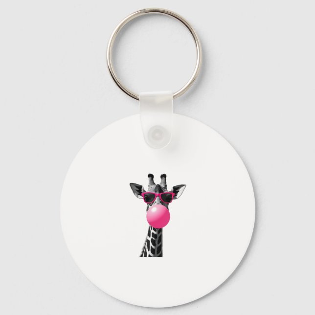 Giraffe Women Giraffe Face with Sunglasses Wild An Nyckelring (Framsida)