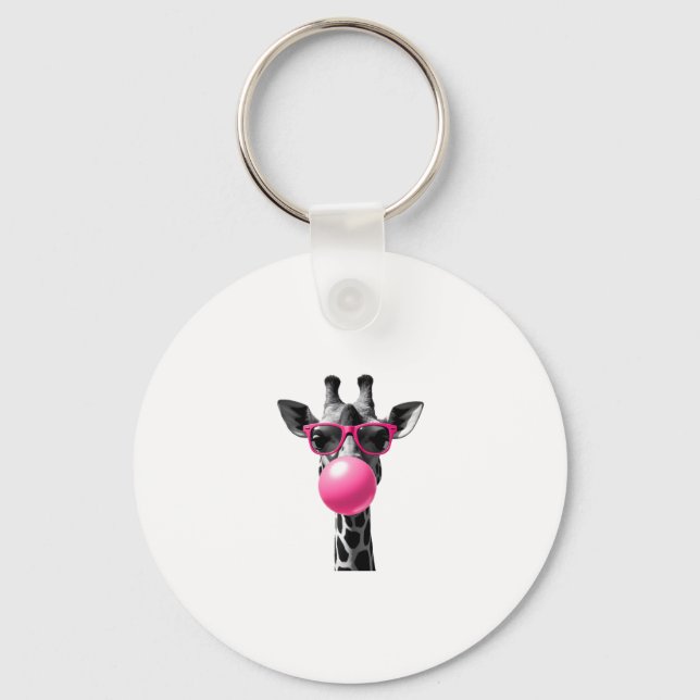 Giraffe Women Giraffe Face with Sunglasses Wild An Nyckelring (Framsida)