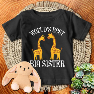 Giraffe 🦒 World's Best Big Sister   WHTXT T Shirt