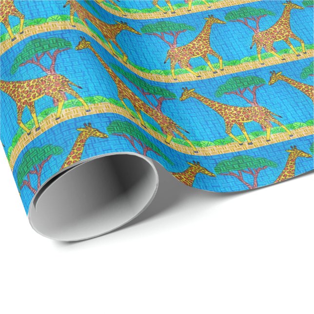 Giraffe - Wrapping Papper Presentpapper (Rullad Hörn)