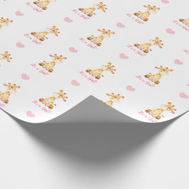Giraffe Wrapping Papper Rosa (Det är en flicka) Presentpapper