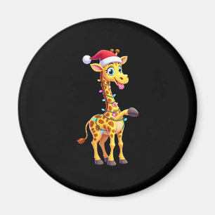 Giraffe Xmas Belysning Rolig Santa Giraffe Jul Magnet
