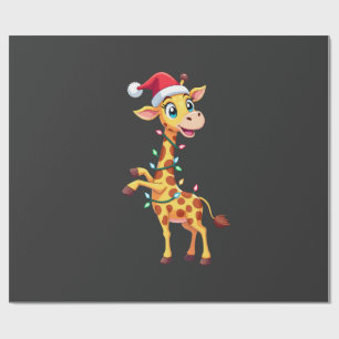 Giraffe Xmas Belysning Rolig Santa Giraffe Jul Presentpapper