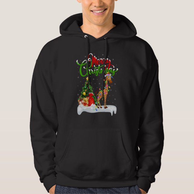 Giraffe   Xmas Decorations Santa Giraffe Christmas Hoodie (Framsida)