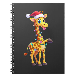 Giraffe Xmas Lighting Funny Santa Giraffe Christma Anteckningsbok
