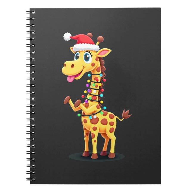 Giraffe Xmas Lighting Funny Santa Giraffe Christma Anteckningsbok (Framsidan)