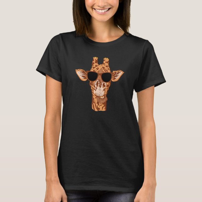 Giraffe  Zoo Animal Giraffe Sunglass Giraffe T Shirt (Framsida)